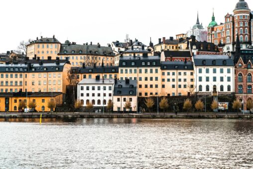 18th Century Stockholm Townhouses by the Riddarfjarden Bay of Lake Malaren